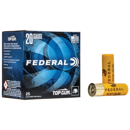 Federal Top Gun 20 Gauge Shotshells * 7/8 oz #8 Lead Shot for Clays and Hunting