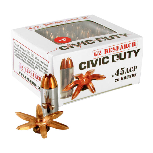 G2 Research Civic Duty 45 ACP 164 Grain Copper Self-Defense Ammunition (20 Rounds per Box, 500 per Case)