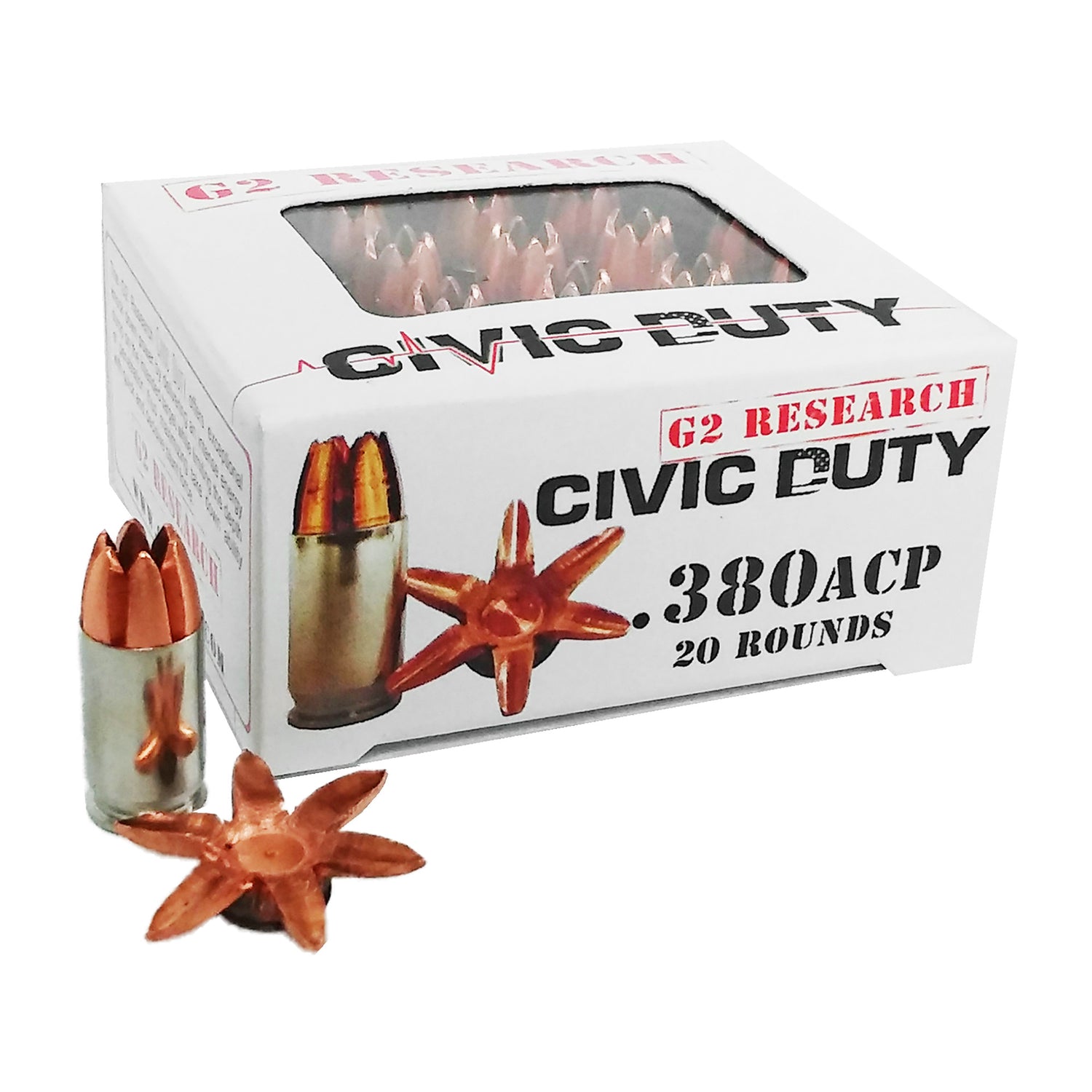 G2RSCH G2R Civic Duty .380 ACP 64-Grain Ammunition - 20 Rounds of 500