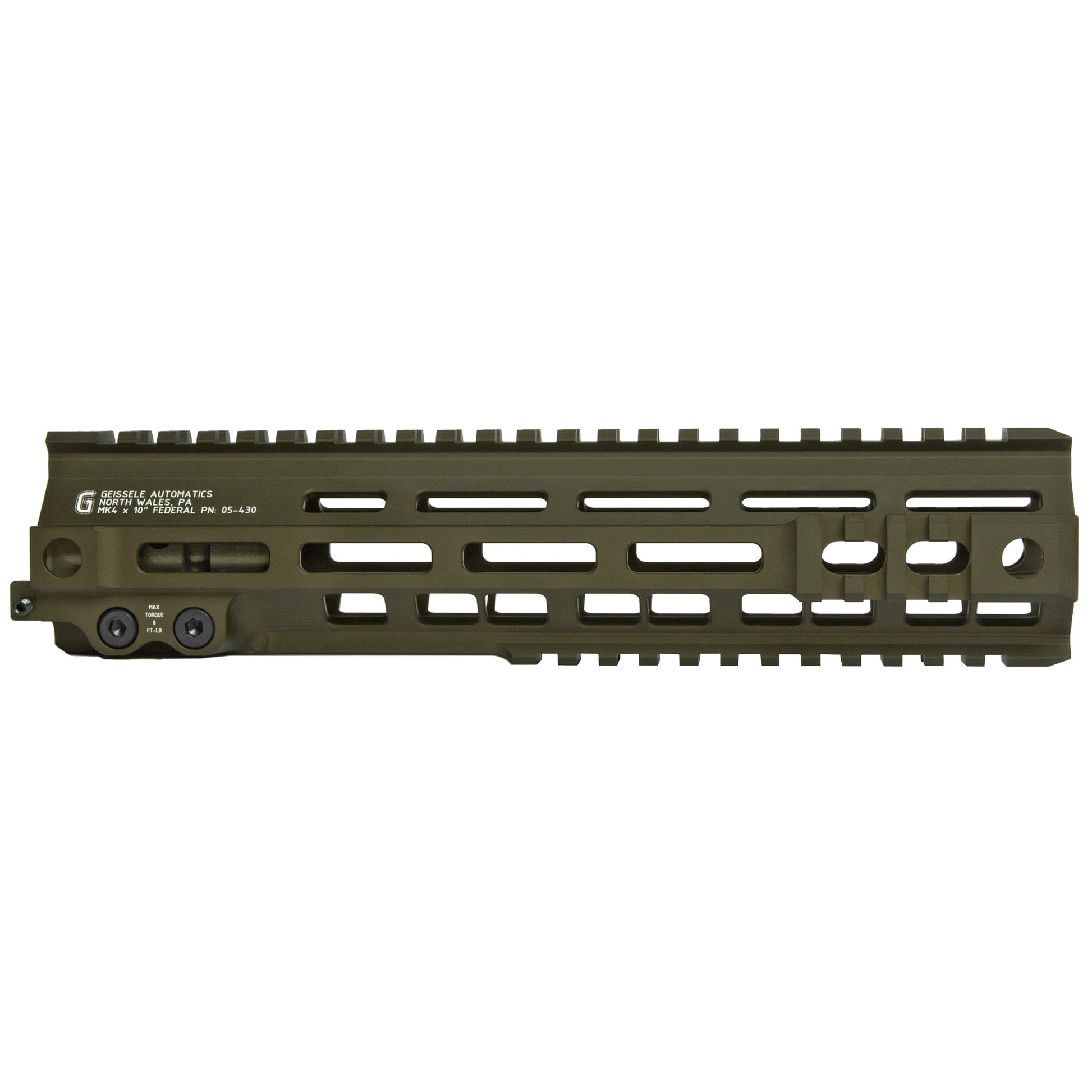 Geissele Automatics MK4 Federal 10-Inch M-LOK Rail in Olive Drab Green