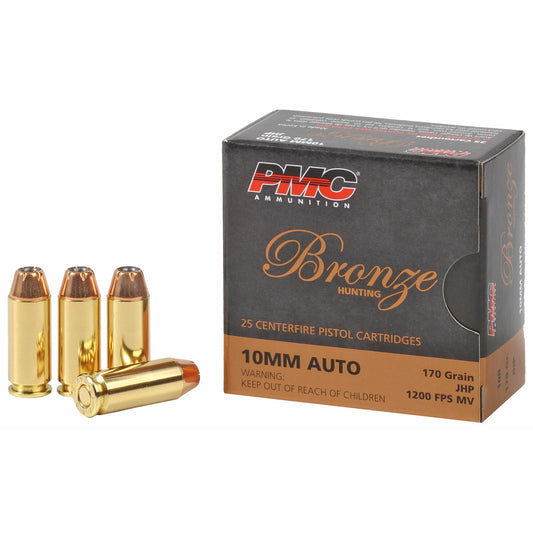 PMC Ammunition Bronze 10mm 170-Grain Hollow Point JHP - Reliable Self-Defense and Range Ammo