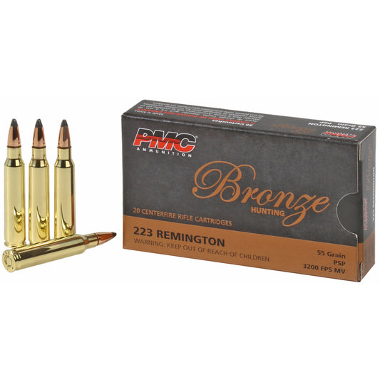 PMC Ammunition Bronze 223 Remington Soft Point 55 Grain * 20 Rounds per Box, 800 Rounds per Case