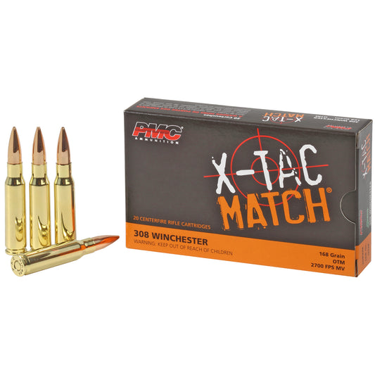 PMC Ammunition XTAC Match 308 Winchester 168-Grain Open Tip Match Bullets, Box of 20