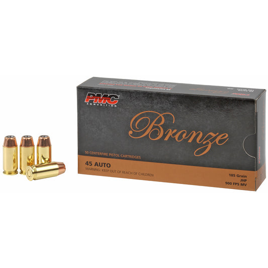PMC Ammunition Bronze 45 ACP 185 Grain Hollow Point Ammunition * Reliable Self-Defense and Target Shooting