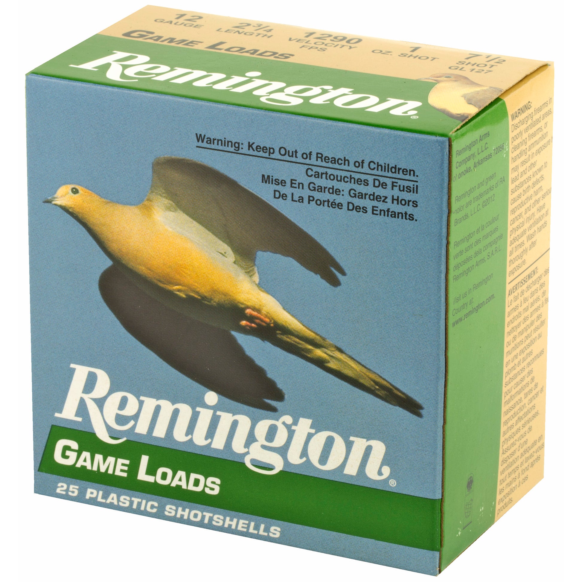 Remington Game Load 12 Gauge Shotshell * 1 oz. #7.5, 3 1/4 Dram, 25 Rounds