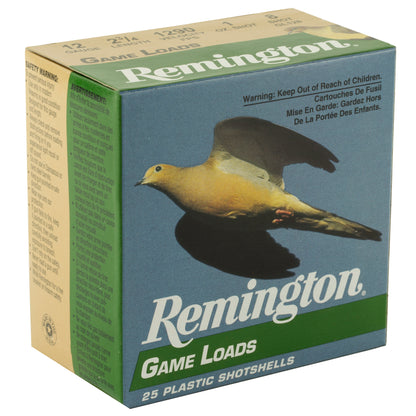 Remington Game Load 12 Gauge Shotshells * 1 oz #8, 3 1/4 Dram, 25 Rounds