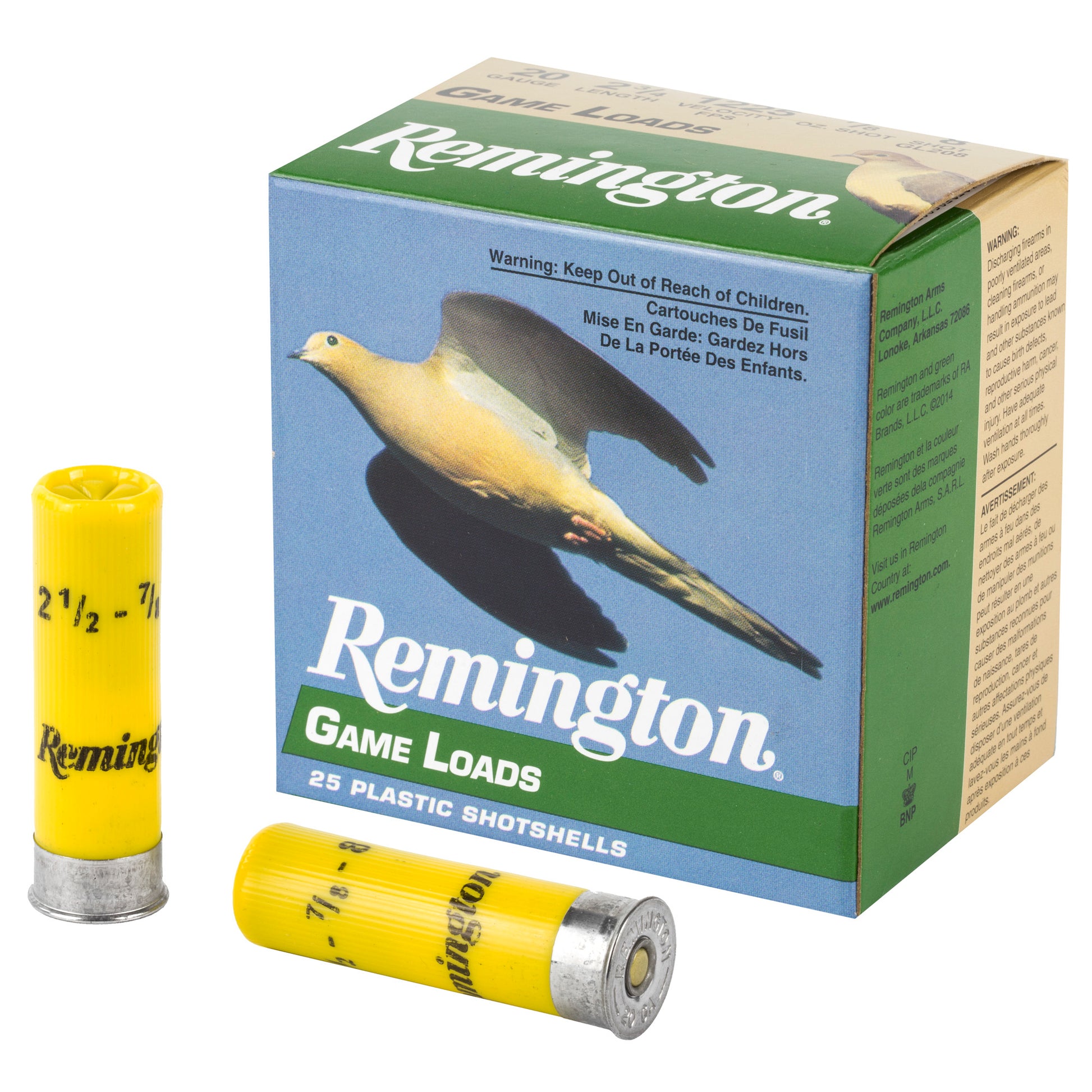 Remington Game Load 20 Gauge Shotshells * 2.75-inch, #8 Shot, 25 Rounds per Box