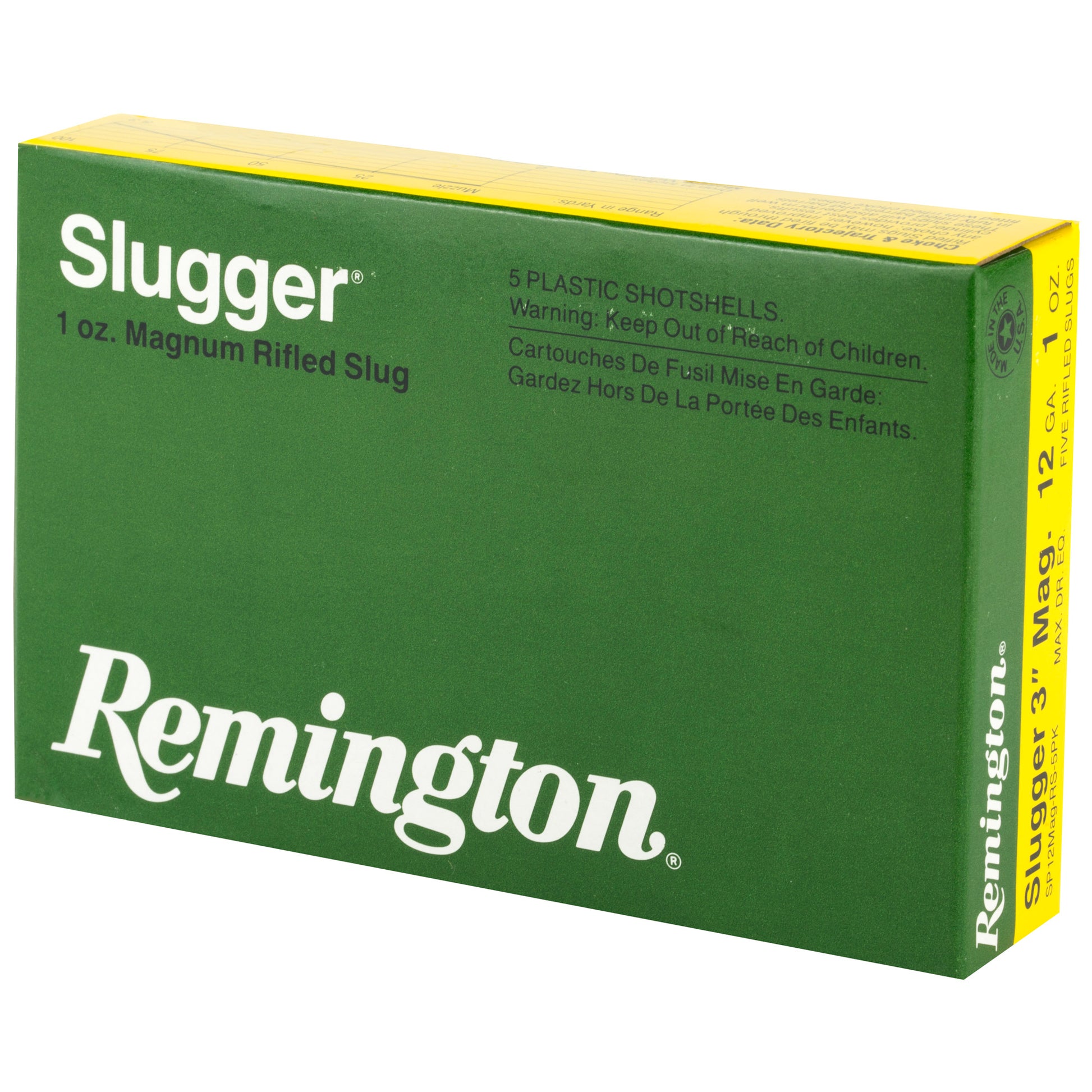 Remington Slugger 12-Gauge Rifled Slug - 3 Inch Magnum, 1 oz, 5 Rounds per Box