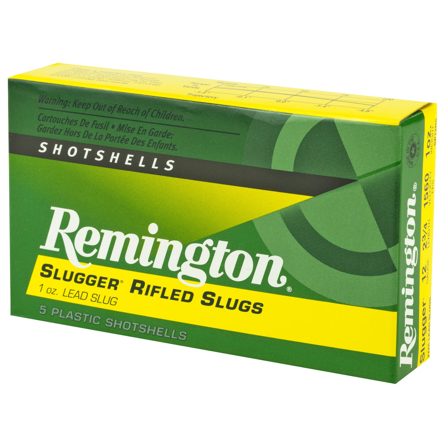 Remington Slugger 12-Gauge Rifled Slug - 1 oz, 25% More Accurate with 1760 fps Muzzle Velocity