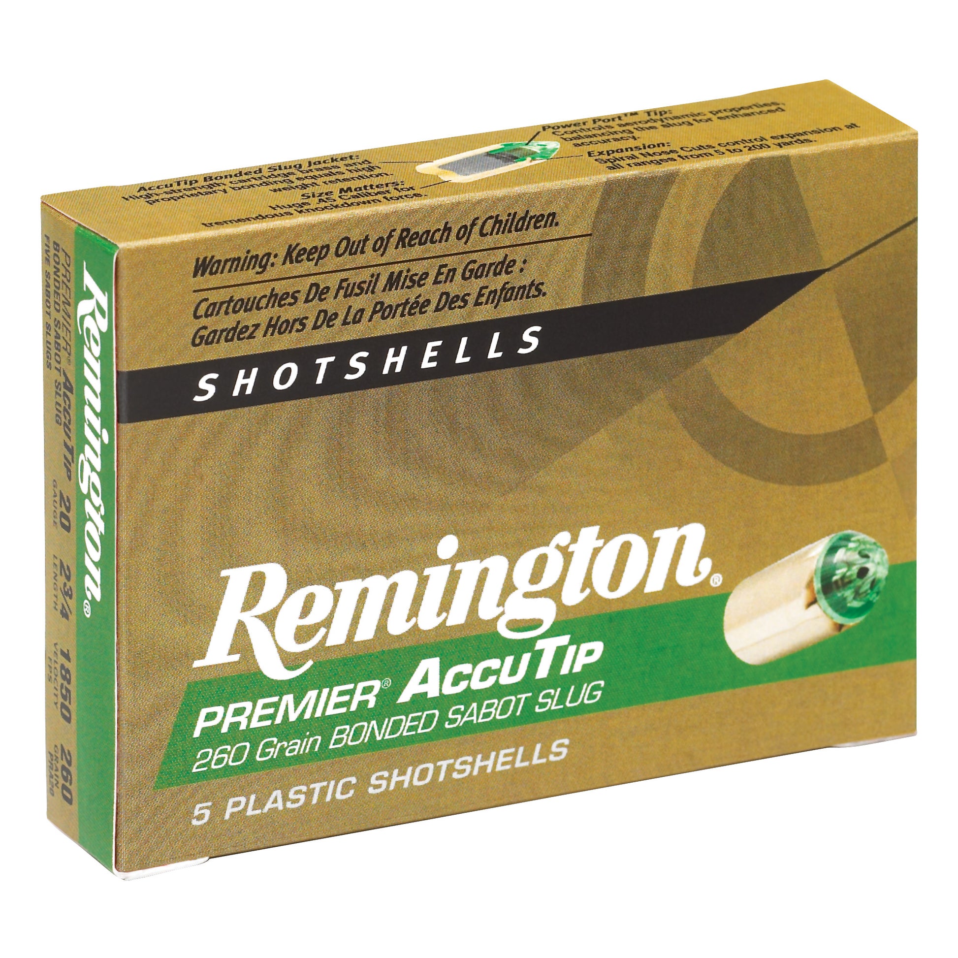 Remington AccuTip 20 Gauge 2.75 Inch 260 Grain Sabot Slug * High-Precision Deer Hunting Ammunition