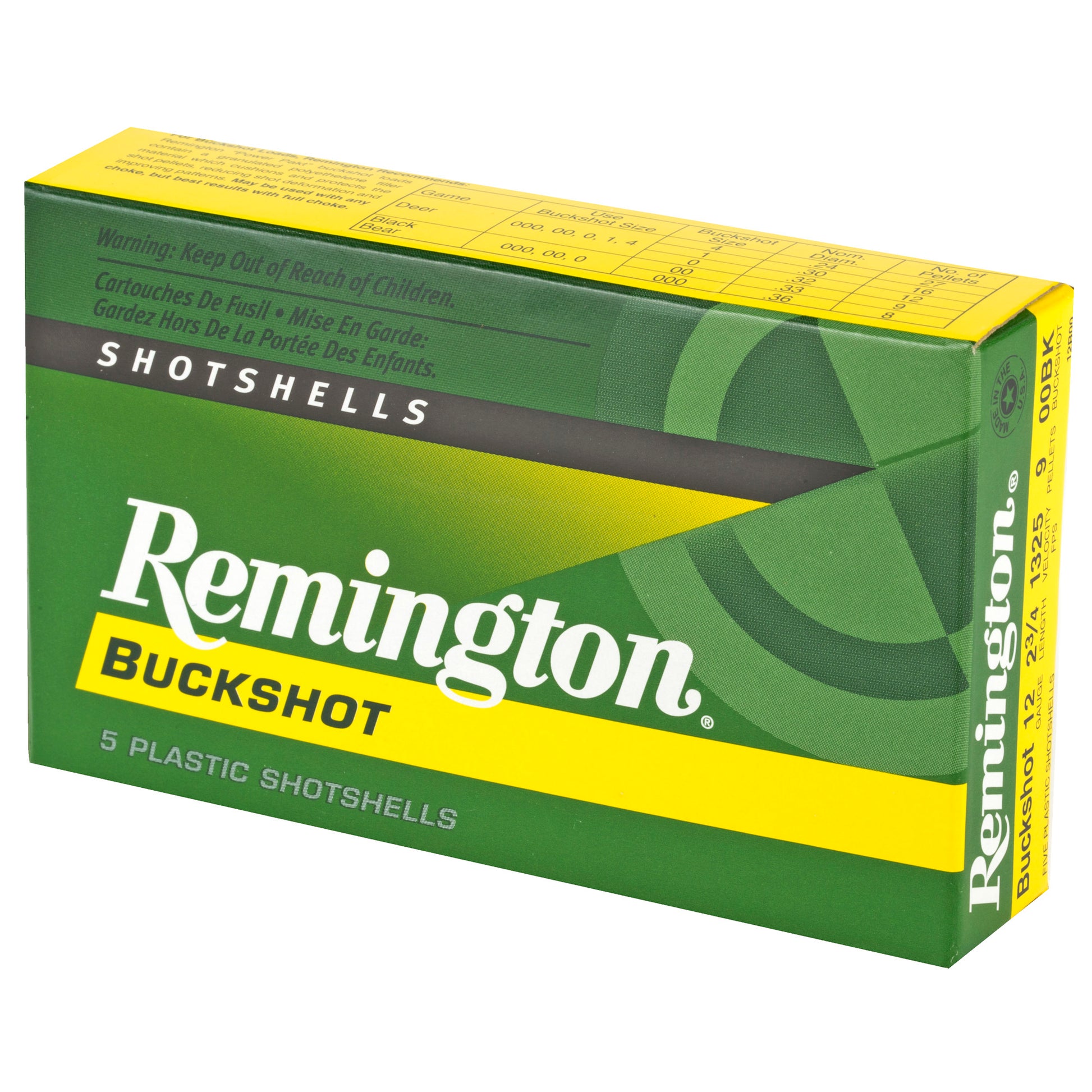 Remington Express 12 Gauge 00 Buckshot * 2.75 Inch Shells, 3 3/4 Dram, Pack of 5