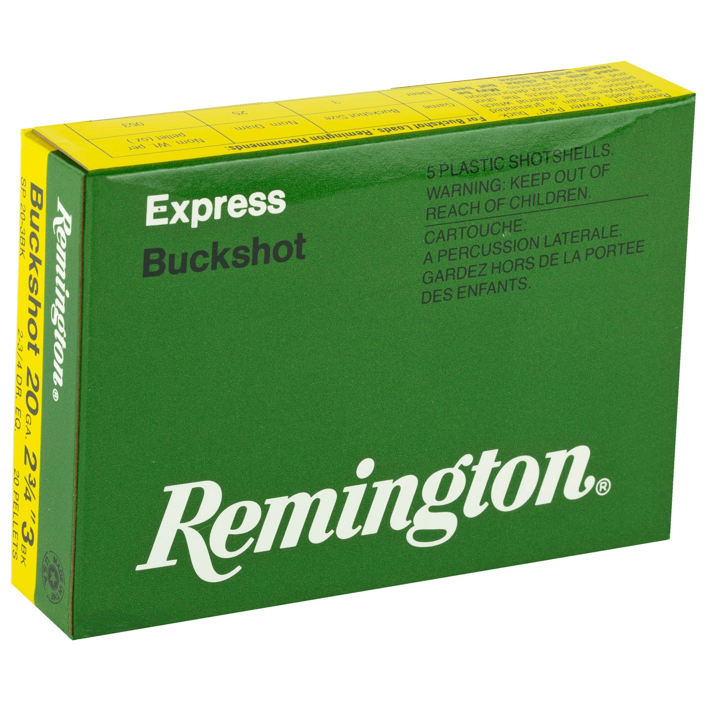 Remington Express 20 Gauge 2.75-Inch 3 Buckshot Shotgun Shells (5 per Box, 250 per Case)