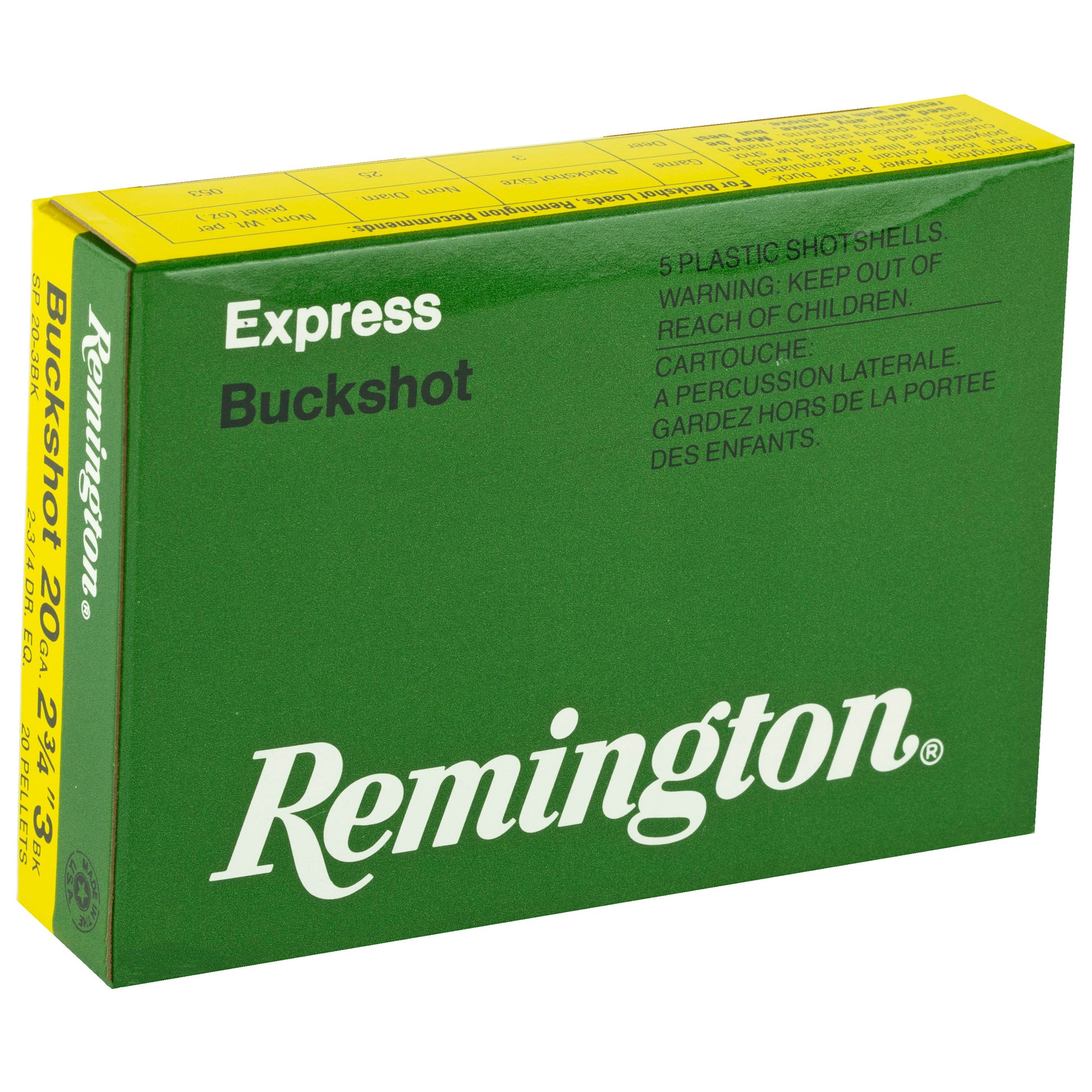 Remington Express 20 Gauge 2.75-Inch 3 Buckshot Shotgun Shells (5 per Box, 250 per Case)