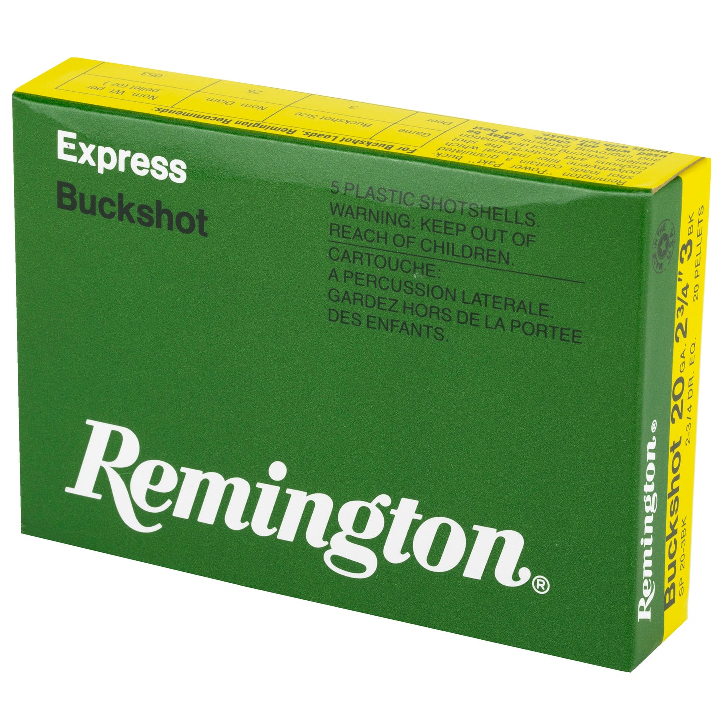 Remington Express 20 Gauge 2.75-Inch 3 Buckshot Shotgun Shells (5 per Box, 250 per Case)
