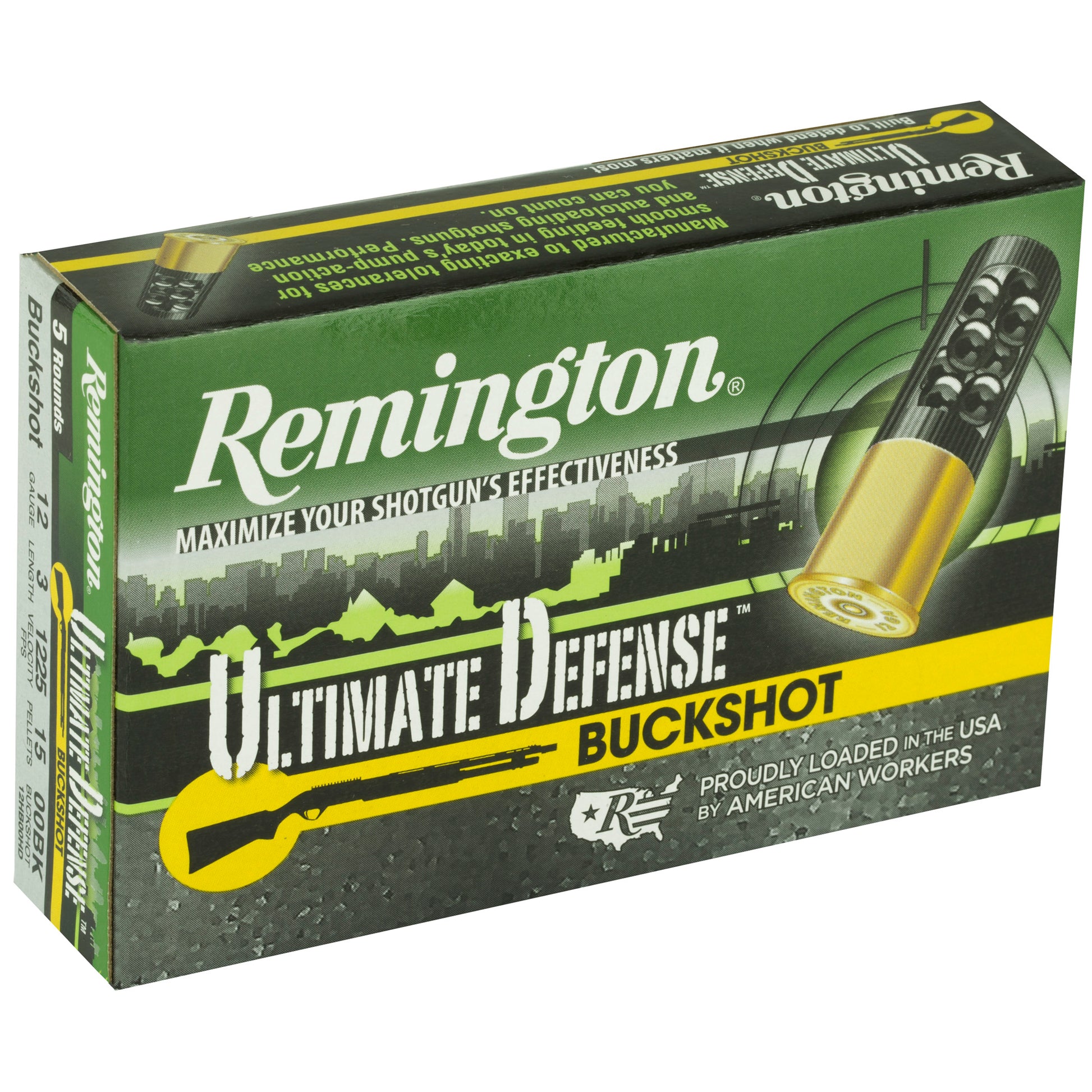 Remington Ultimate Defense 12-Gauge 00 Buckshot Shotshells, 5 Rounds per Box