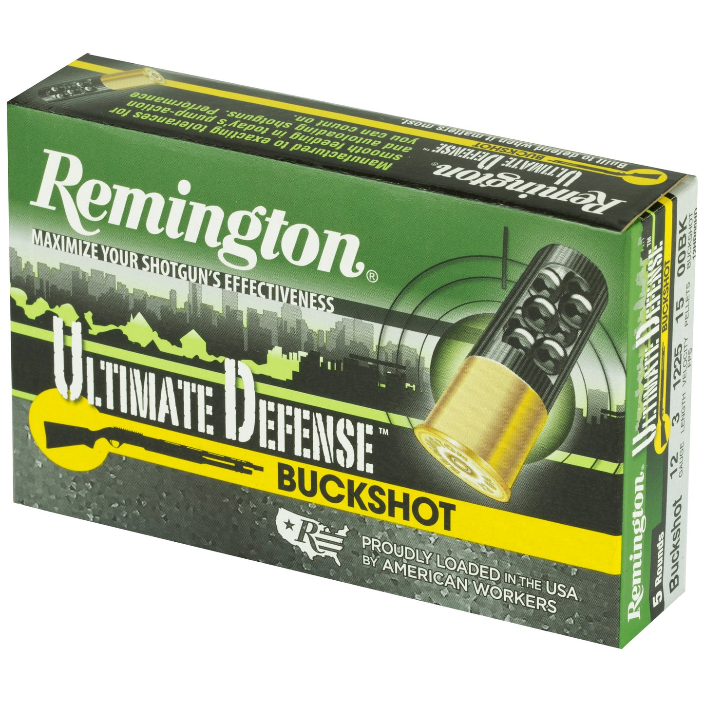 Remington Ultimate Defense 12-Gauge 00 Buckshot Shotshells, 5 Rounds per Box
