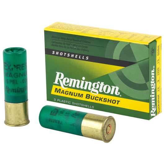 Remington Express Mag 12 Gauge 00 Buckshot - 4 Dram Shotgun Ammo, 5 Rounds per Box