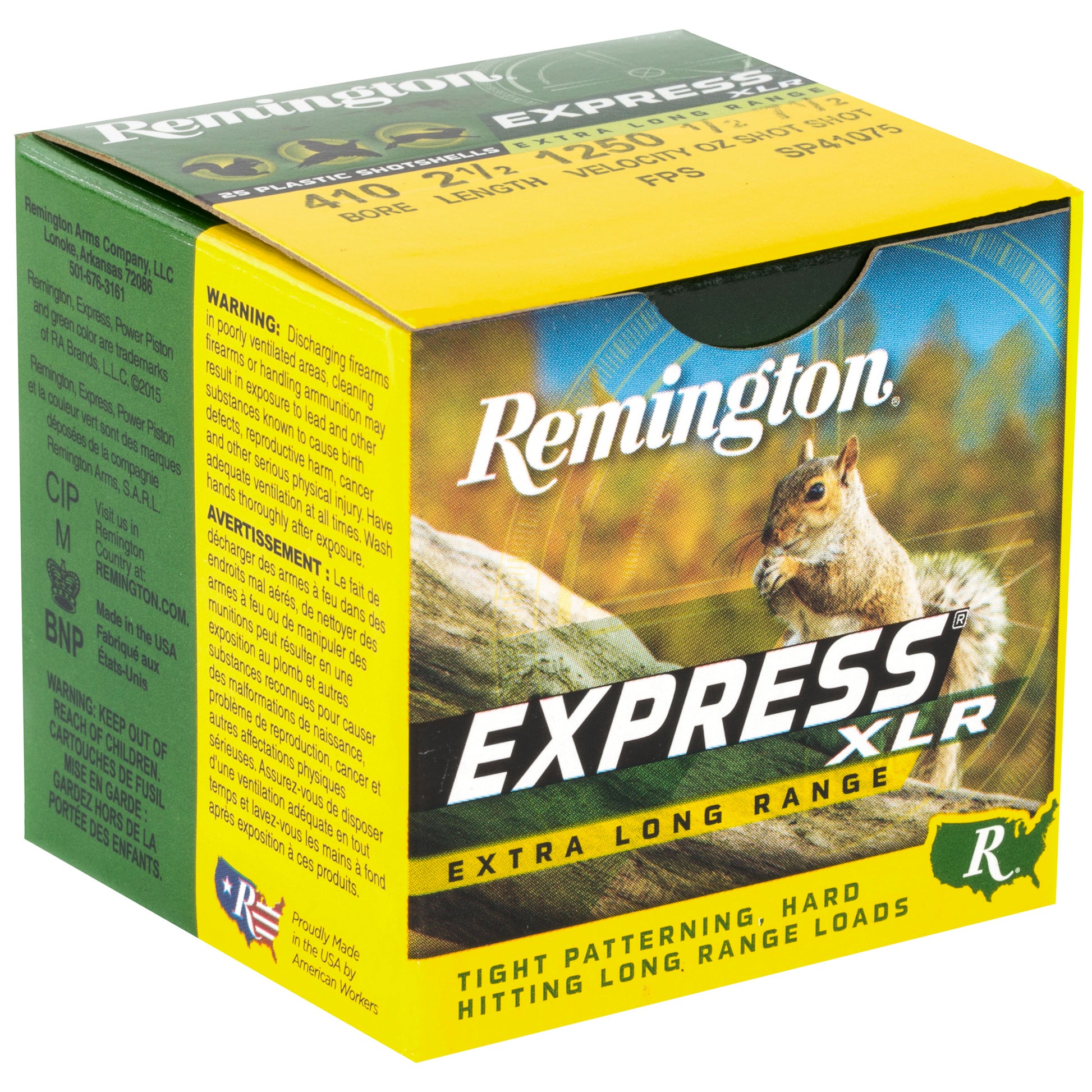 Remington Express Long Range .410 Bore Shotgun Ammunition - 1/2 oz Lead, #7.5, 25 Rounds per Box