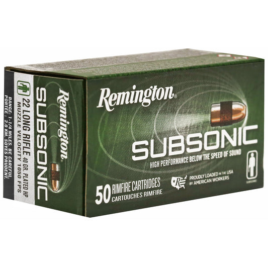 Remington Subsonic .22 LR 40-Grain Hollow Point Ammunition - Pack of 50