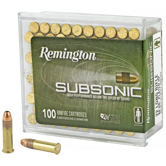 Remington Subsonic .22 Long Rifle 40 Grain Copper Hollow Point Ammo - 100 Rounds