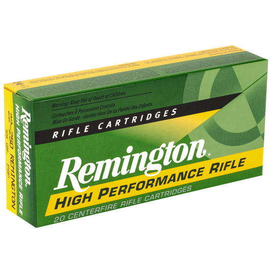 Remington Core Lokt 22-250 Remington 55-Grain Pointed Soft Point Brass Ammunition, 20 Rounds Per Box