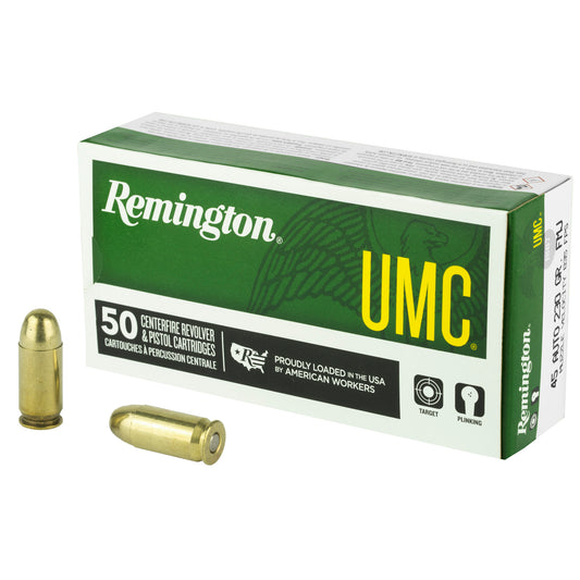 Remington UMC 45 ACP 230-Grain Full Metal Jacket Ammunition * 50 Rounds per Box, 500 Rounds per Case