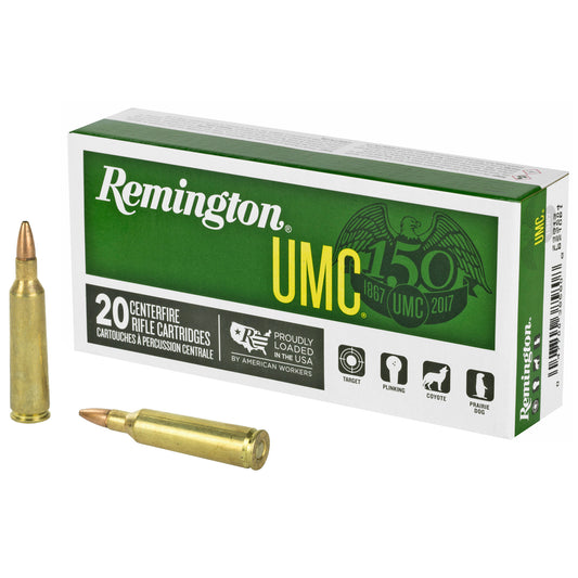 Remington UMC 22-250 Remington 50-Grain Hollow Point Rifle Ammunition, 20 Rounds per Box