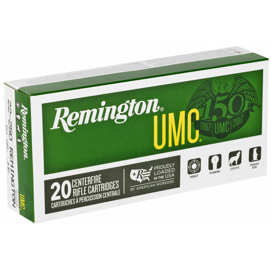 Remington UMC 22-250 Remington 50-Grain Hollow Point Rifle Ammunition, 20 Rounds per Box