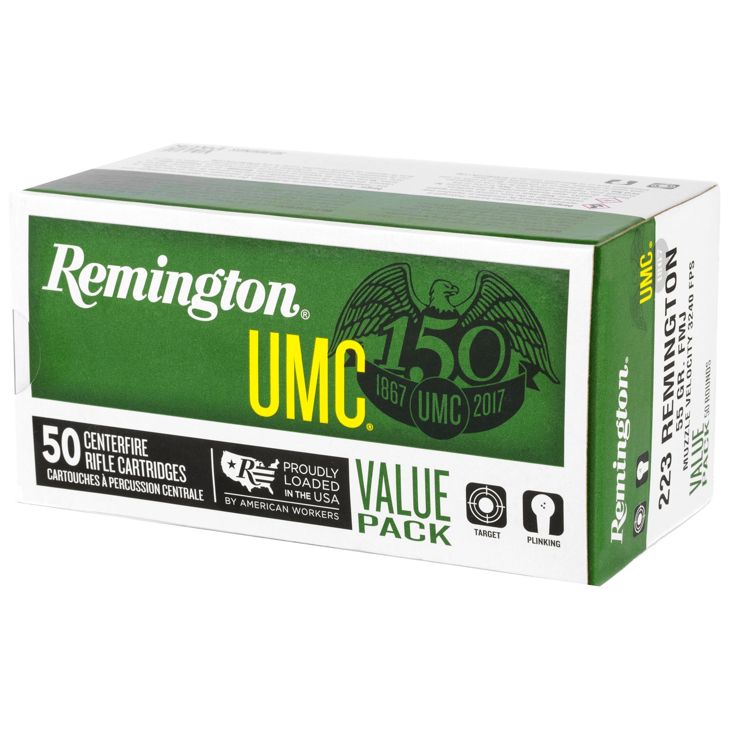 Remington UMC 223 Remington 55 Grain Full Metal Jacket Rifle Ammunition - 50 Rounds