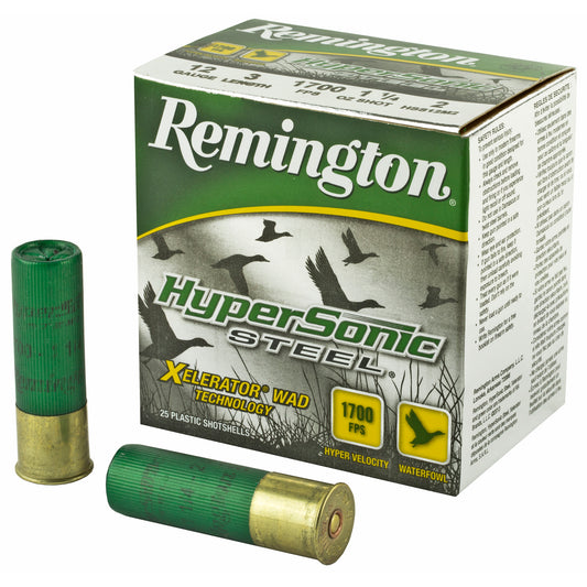 Remington Hypersonic Steel Shot 12 Gauge 3-inch #2 * High-Velocity Steel Shotshells for Waterfowl Hunting