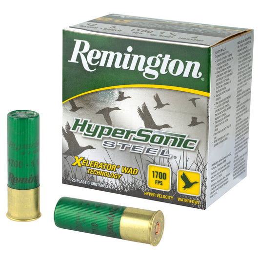 Remington Hypersonic Steel Shot 12 Gauge 3-inch 1 1/4 oz #4 * High Velocity Steel Shot for Waterfowl and Hunting
