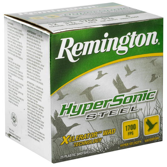 Remington Hypersonic Steel Shot for 12 Gauge 3.5 Inch Guns * #4 Steel Shot, 1 3/8 Oz, Pack of 25