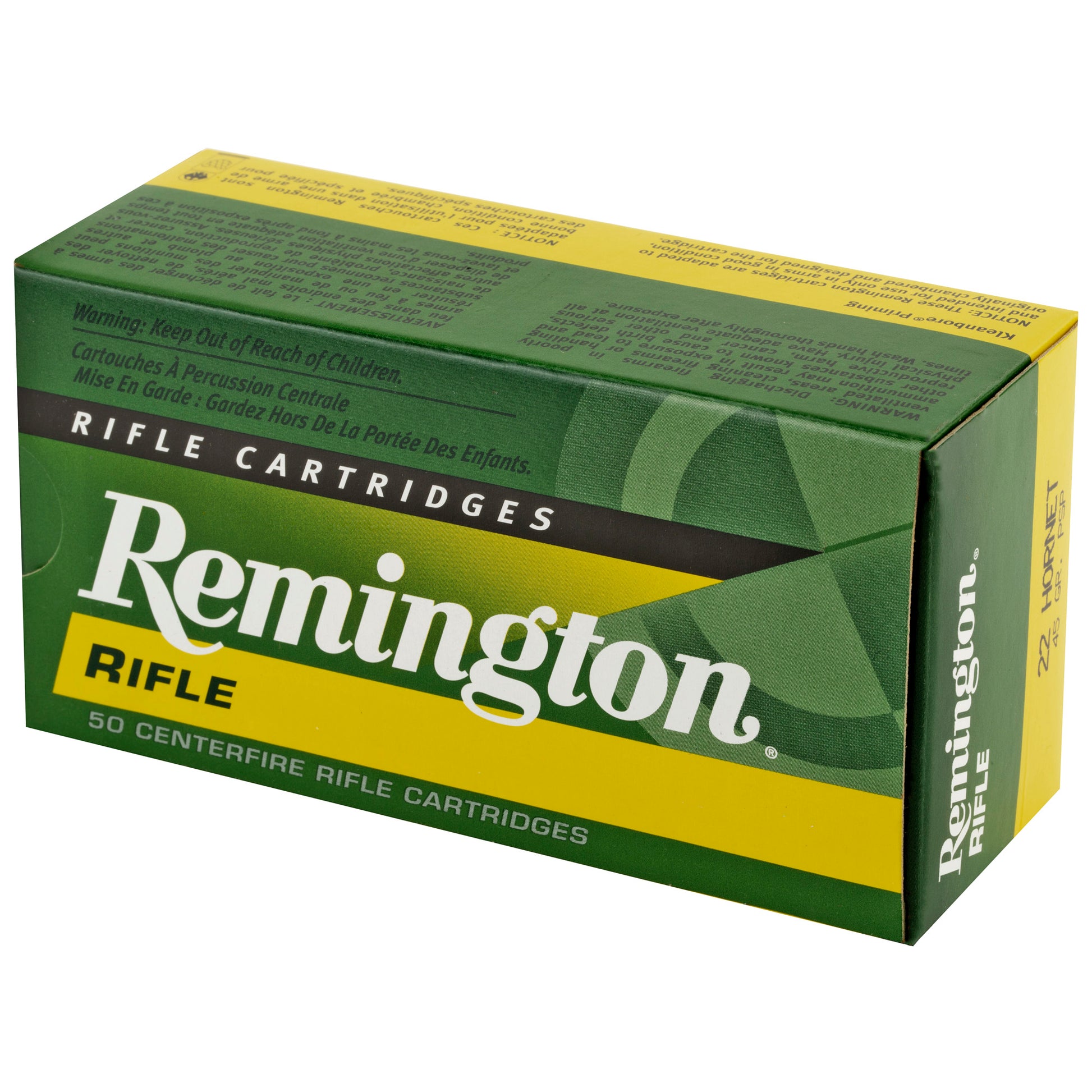 Remington 22 Hornet 45 Grain PSP Soft Point Ammunition - 50 Rounds per Box