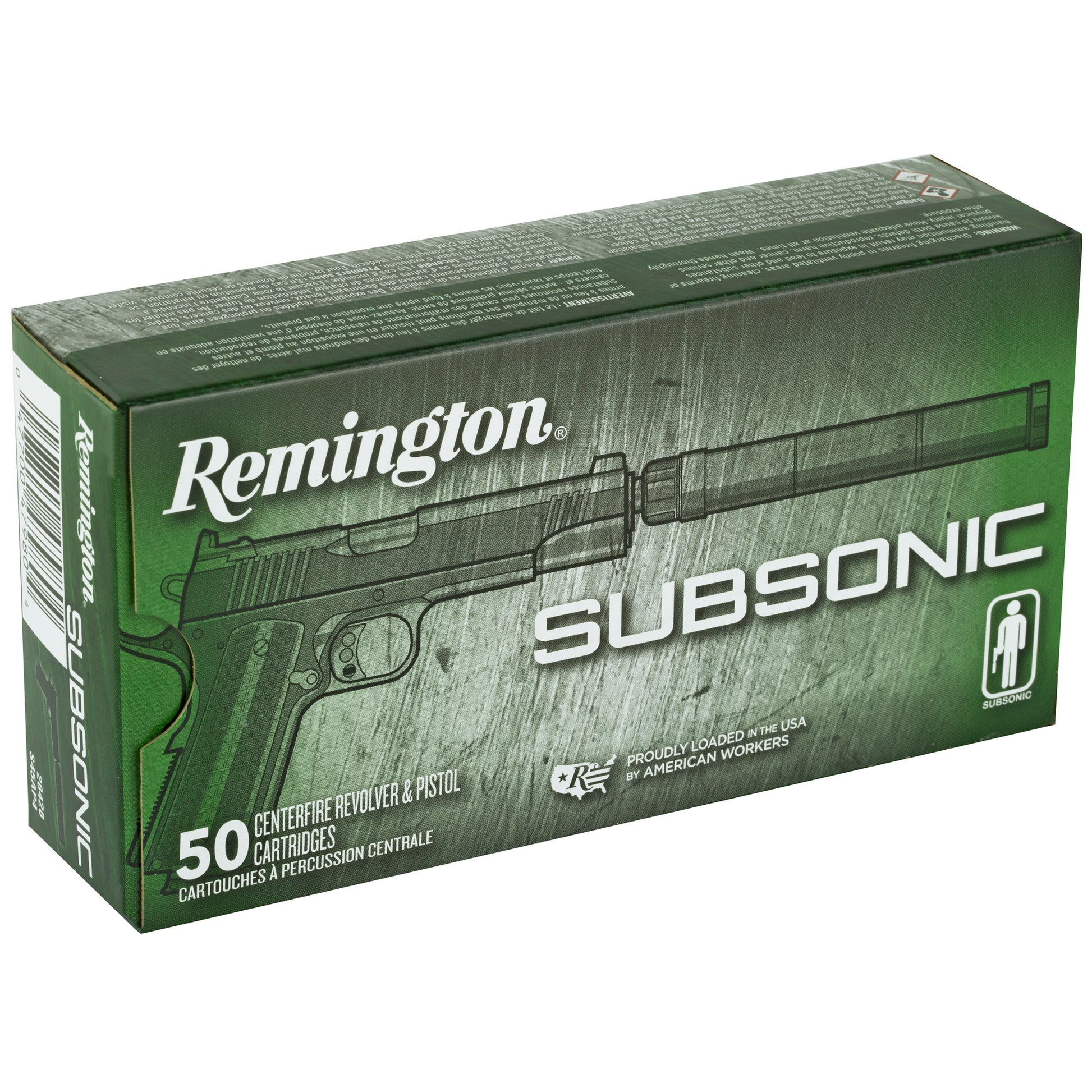 Remington Subsonic 45 ACP 230-Grain Flat Nose Ammunition - Quiet Shooting for Silencer Enthusiasts