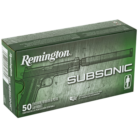 Remington Subsonic 45 ACP 230-Grain Flat Nose Ammunition - Quiet Shooting for Silencer Enthusiasts