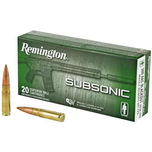 Remington Subsonic 300 Blackout Ammunition - 220 Grain Open Tip Flat Base, 20 Rounds Box