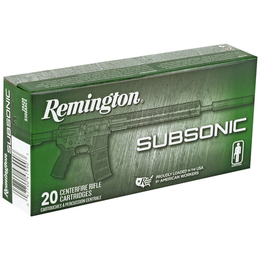Remington Subsonic 300 Blackout Ammunition - 220 Grain Open Tip Flat Base, 20 Rounds Box