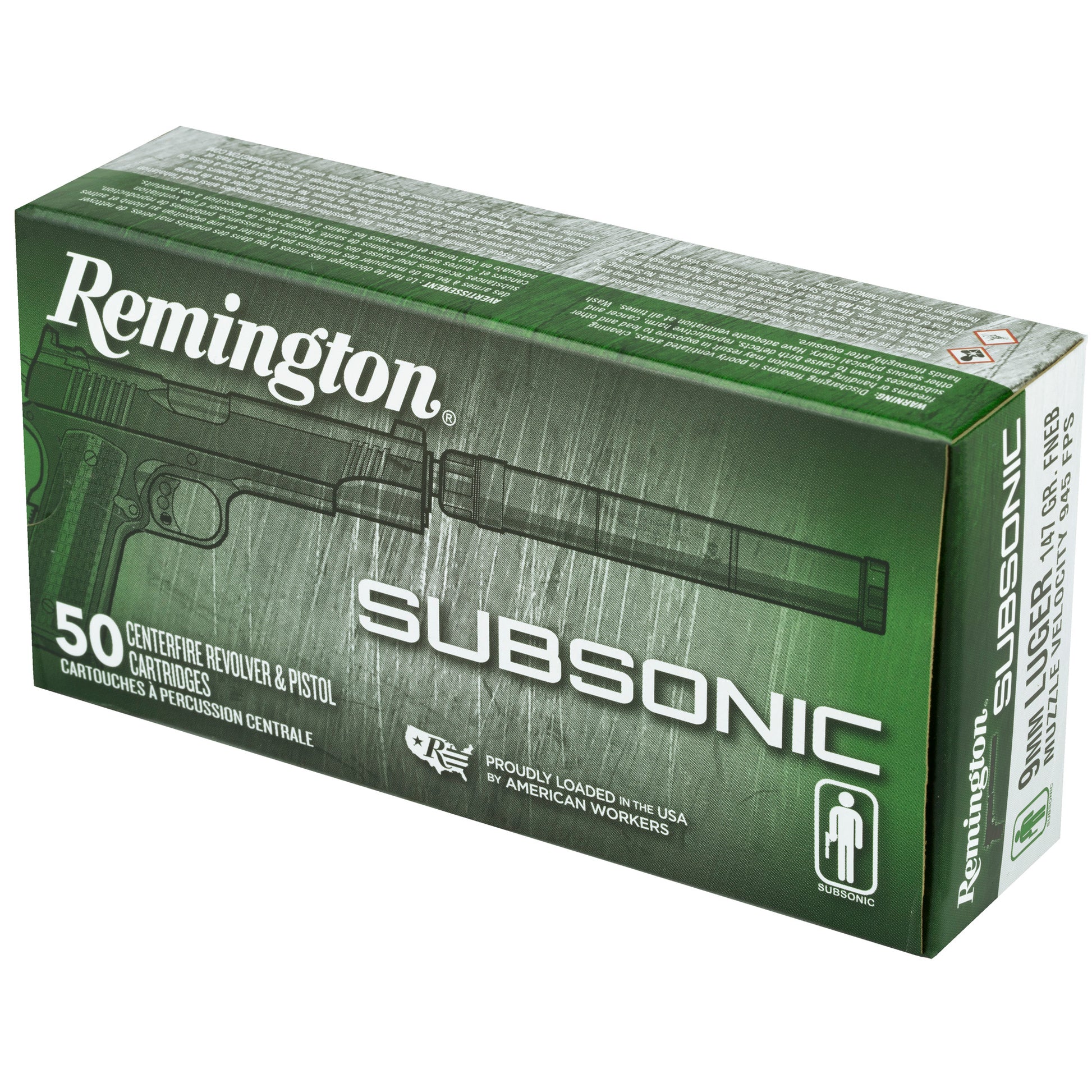 Remington Subsonic 9mm 147-Grain Flat Nose Ammunition * Quiet & Reliable for Suppressed Firearms
