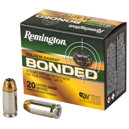 Remington Golden Saber 45 ACP 230-Grain Bonded Hollow Point Ammunition, 20 Rounds per Box