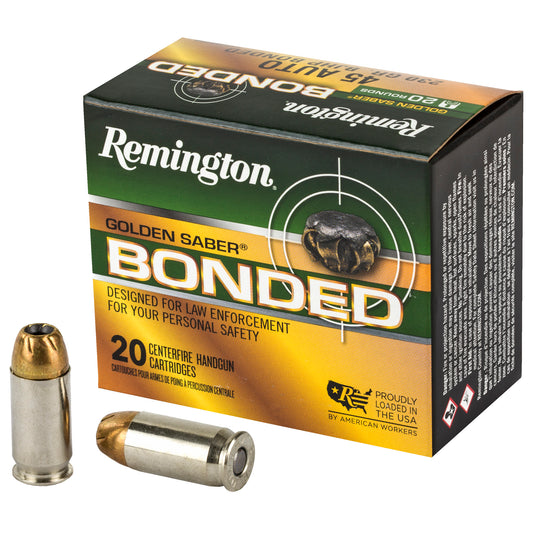 Remington Golden Saber 45 ACP 230-Grain Bonded Hollow Point Ammunition, 20 Rounds per Box