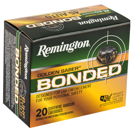 Remington Golden Saber 45 ACP 230-Grain Bonded Hollow Point Ammunition, 20 Rounds per Box