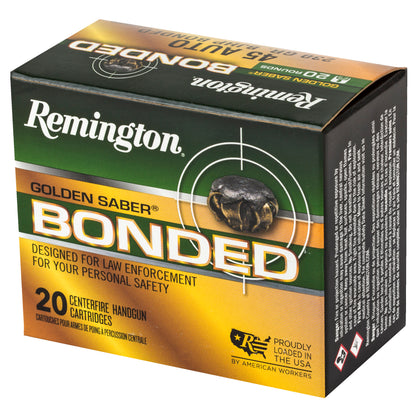 Remington Golden Saber 45 ACP 230-Grain Bonded Hollow Point Ammunition, 20 Rounds per Box