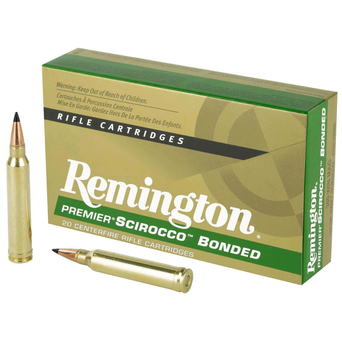 Remington Premier Scirocco Bonded .300 Winchester Magnum 180-Grain Polymer Tip Big-Game Ammo, Box of 20