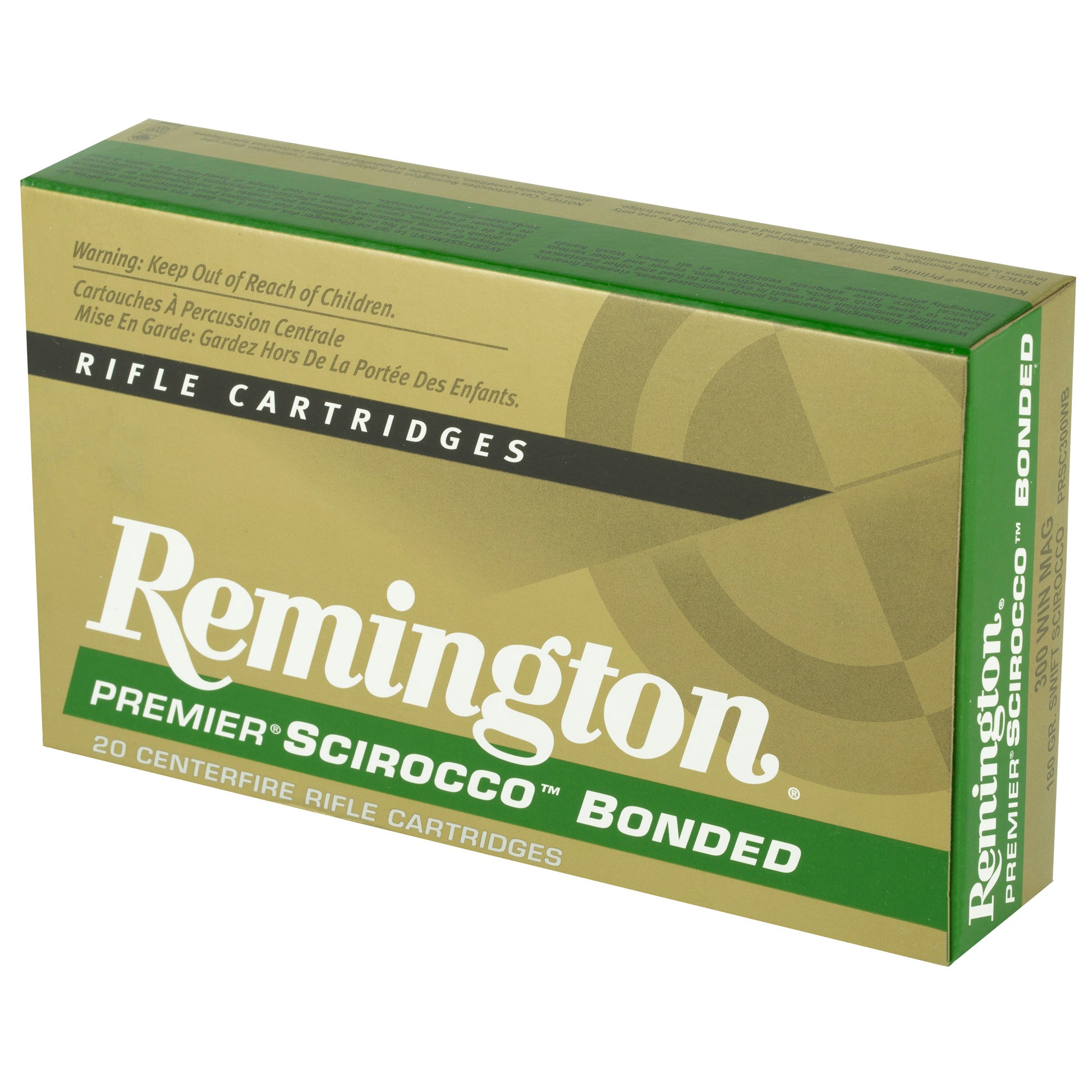 Remington Premier Scirocco Bonded .300 Winchester Magnum 180-Grain Polymer Tip Big-Game Ammo, Box of 20