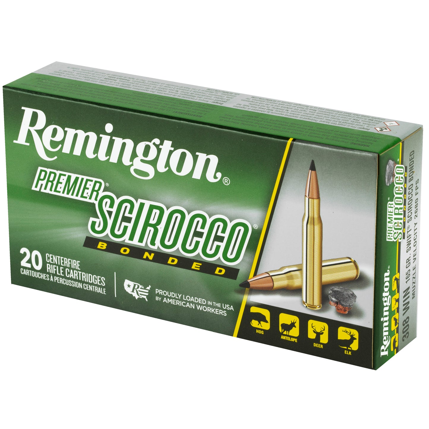 Remington Premier Scirocco Bonded .308 Winchester 165 Grain Polymer Tip Rifle Ammunition (20 Rounds per Box, 200 per Case)