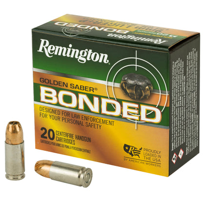 Remington Golden Saber 9mm 124 Grain Bonded Hollow Point Handgun Ammunition - 20 Rrounds per Box