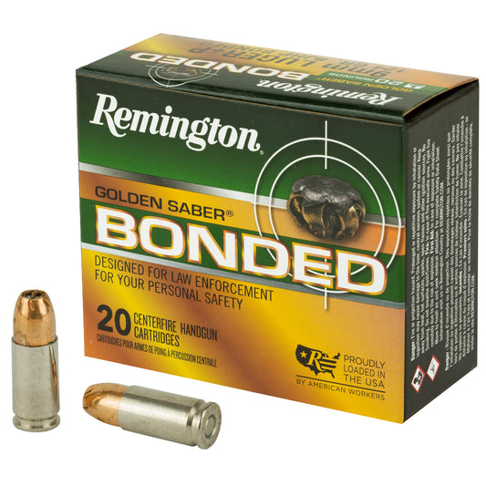 Remington Golden Saber 9mm 124 Grain Bonded Hollow Point Handgun Ammunition - 20 Rrounds per Box