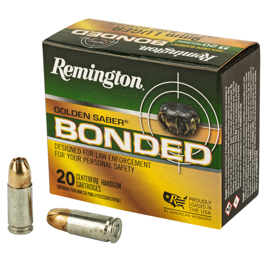Remington Golden Saber 9mm 147 Grain Bonded Hollow Point Ammunition (20 Rounds per Box, 500 per Case)