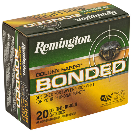 Remington Golden Saber 9mm 147 Grain Bonded Hollow Point Ammunition (20 Rounds per Box, 500 per Case)