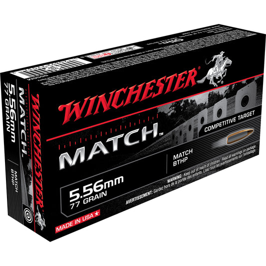 Winchester Ammunition 5.56mm NATO Match 77-Grain Boat Tail Hollow Point - Precision Rifle Ammo